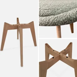 Silla escandinava de madera de haya y borreguito, set de 4