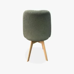 Silla escandinava de madera de haya y borreguito, set de 4