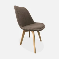Silla escandinava de madera de haya y borreguito, set de 4