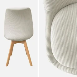 Silla escandinava de madera de haya y pana fina, set de 4
