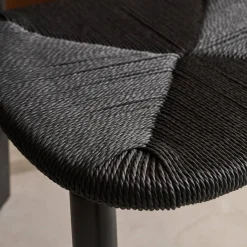 Silla escandinava de madera de hevea con asiento de cuerda, set de 2