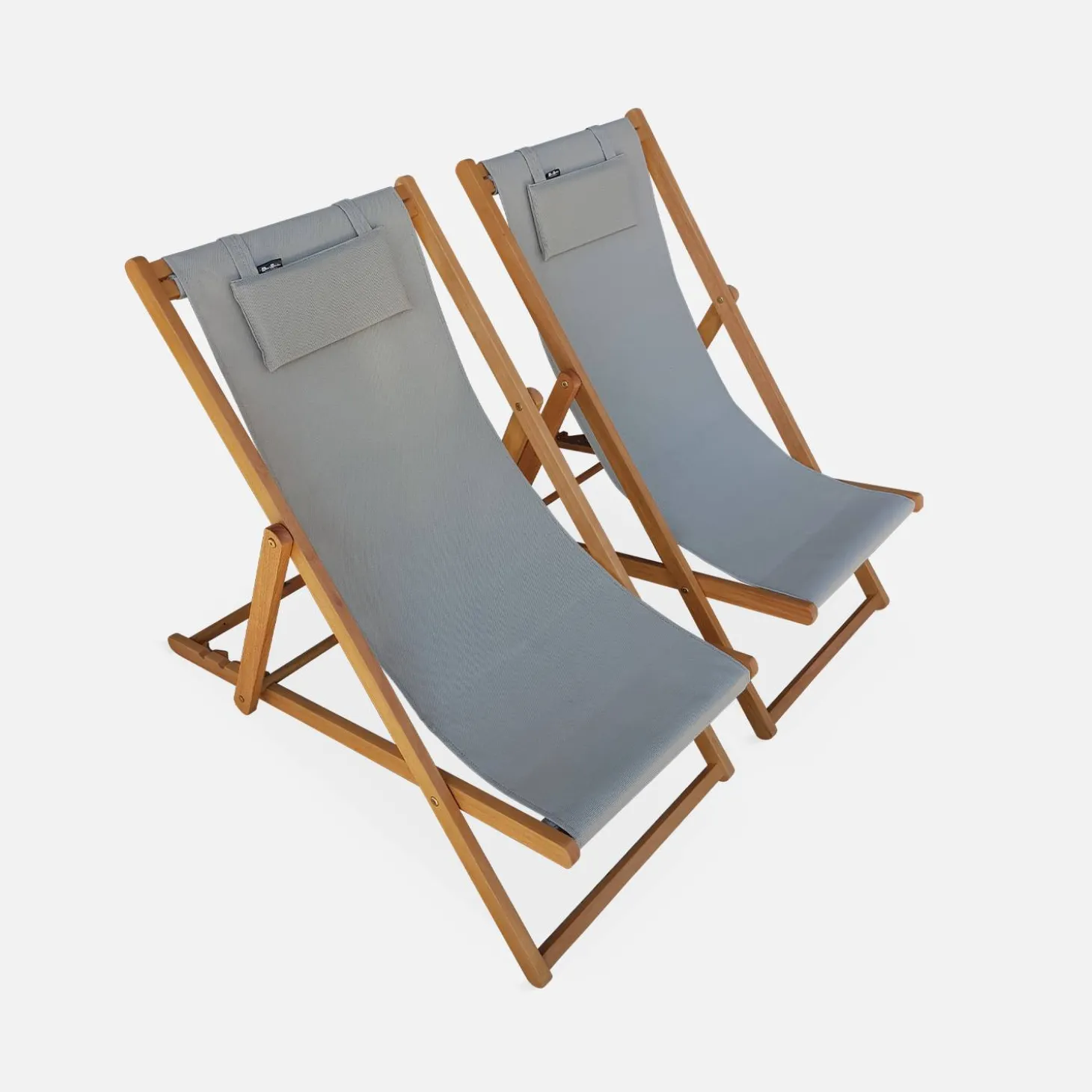 Silla plegable de madera de eucalipto, set de 2