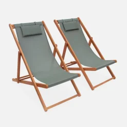 Silla plegable de madera de eucalipto, set de 2