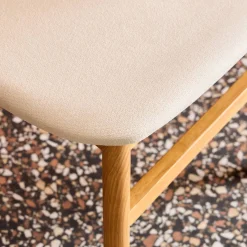 Silla vintage de madera de hevea y tela, set de 2