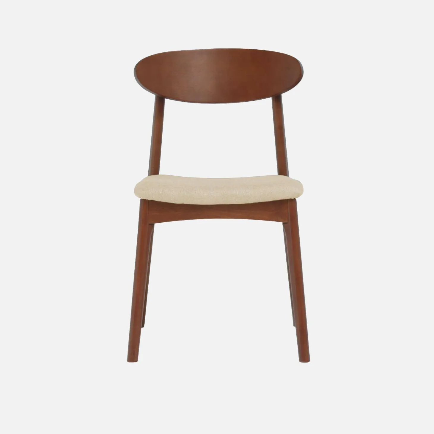 Silla vintage de madera de hevea nogal y tela, set de 2