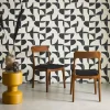 Silla vintage de madera de caucho y tela, set de 2