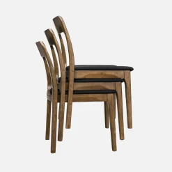 Silla vintage de madera de caucho y tela, set de 2