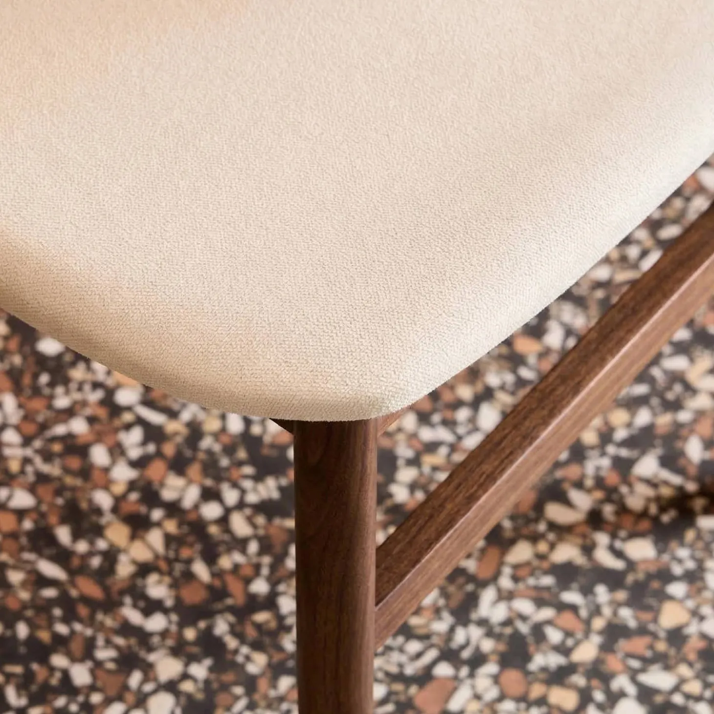 Silla vintage de madera de hevea y tela, set de 2