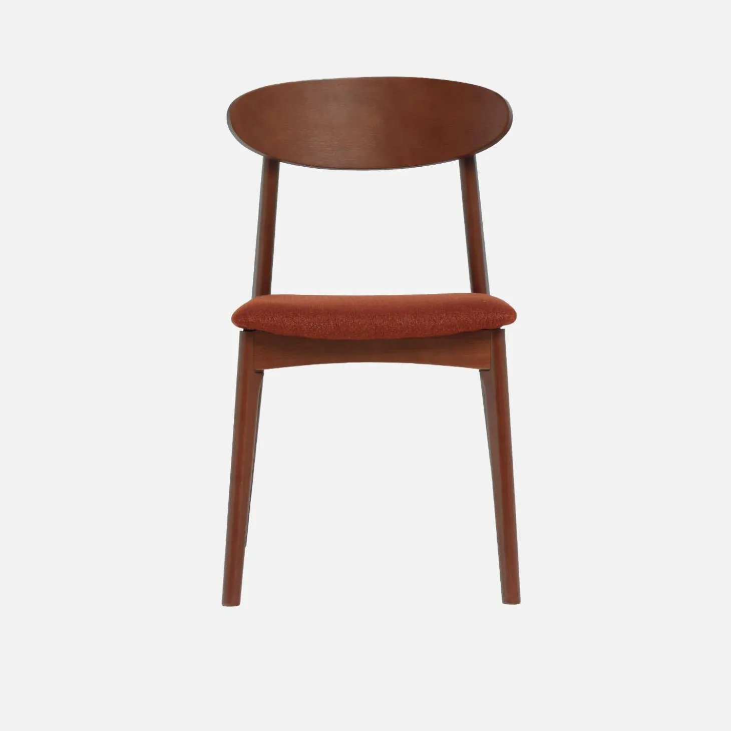 Silla vintage de madera de hevea nogal y tela, set de 2