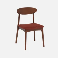 Silla vintage de madera de hevea nogal y tela, set de 2
