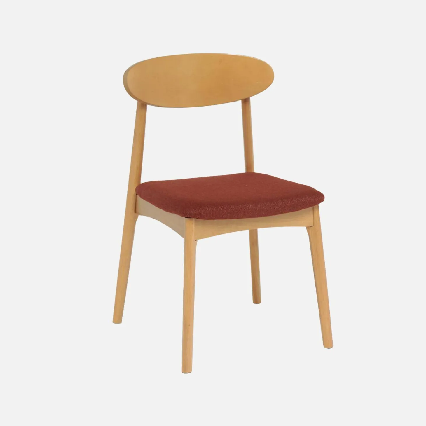 Silla vintage de madera de hevea natural y tela, set de 2