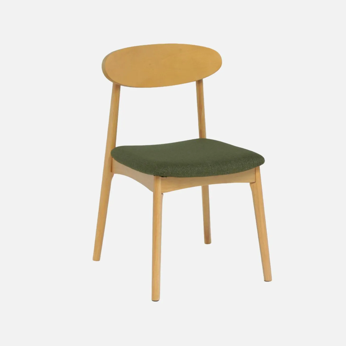 Silla vintage de madera de hevea natural y tela, set de 2