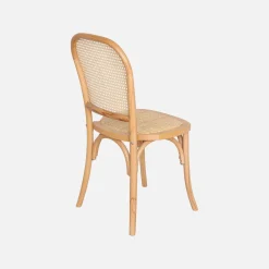 Silla vintage de madera y ratán, set de 2