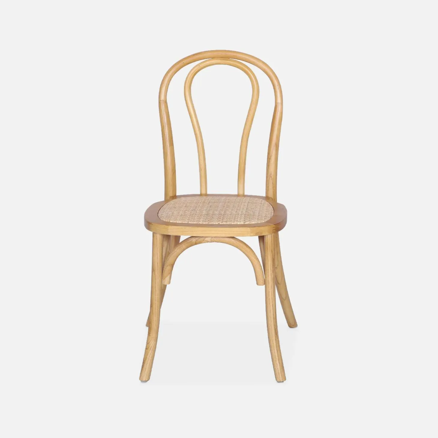 Silla vintage de madera y ratán, set de 2