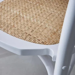 Silla vintage de madera y ratán, set de 2