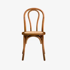 Silla vintage de madera y ratán, set de 4