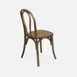 Silla vintage de madera y ratán, set de 2