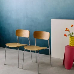 Silla vintage de metal y contrachapado, set de 2