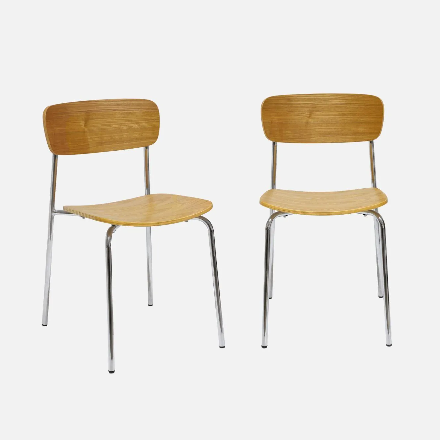 Silla vintage de metal y contrachapado, set de 2