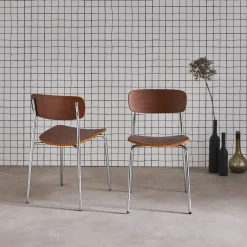 Silla vintage de metal y contrachapado, set de 2