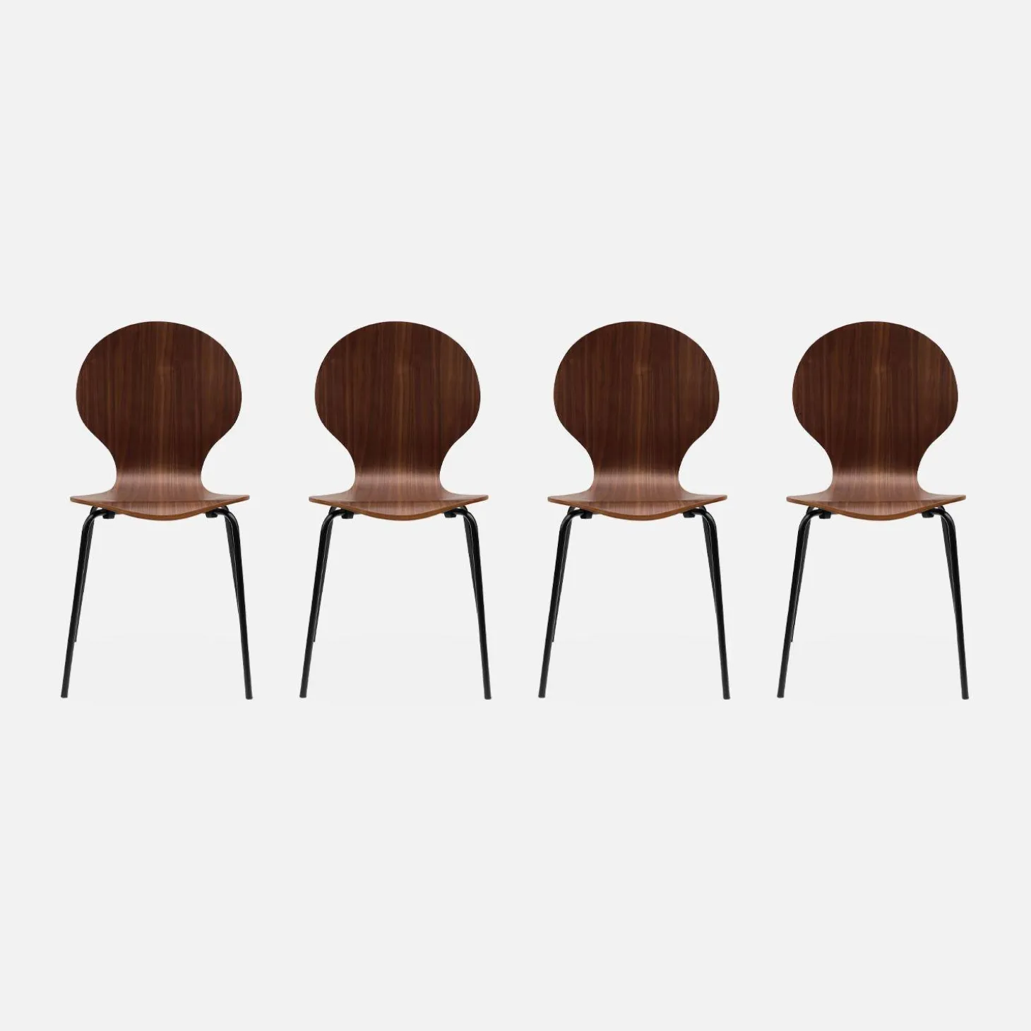 Sillas apilables retro, madera y contrachapado, set de 4