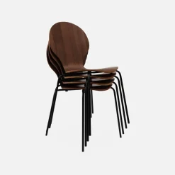 Sillas apilables retro, madera y contrachapado, set de 4