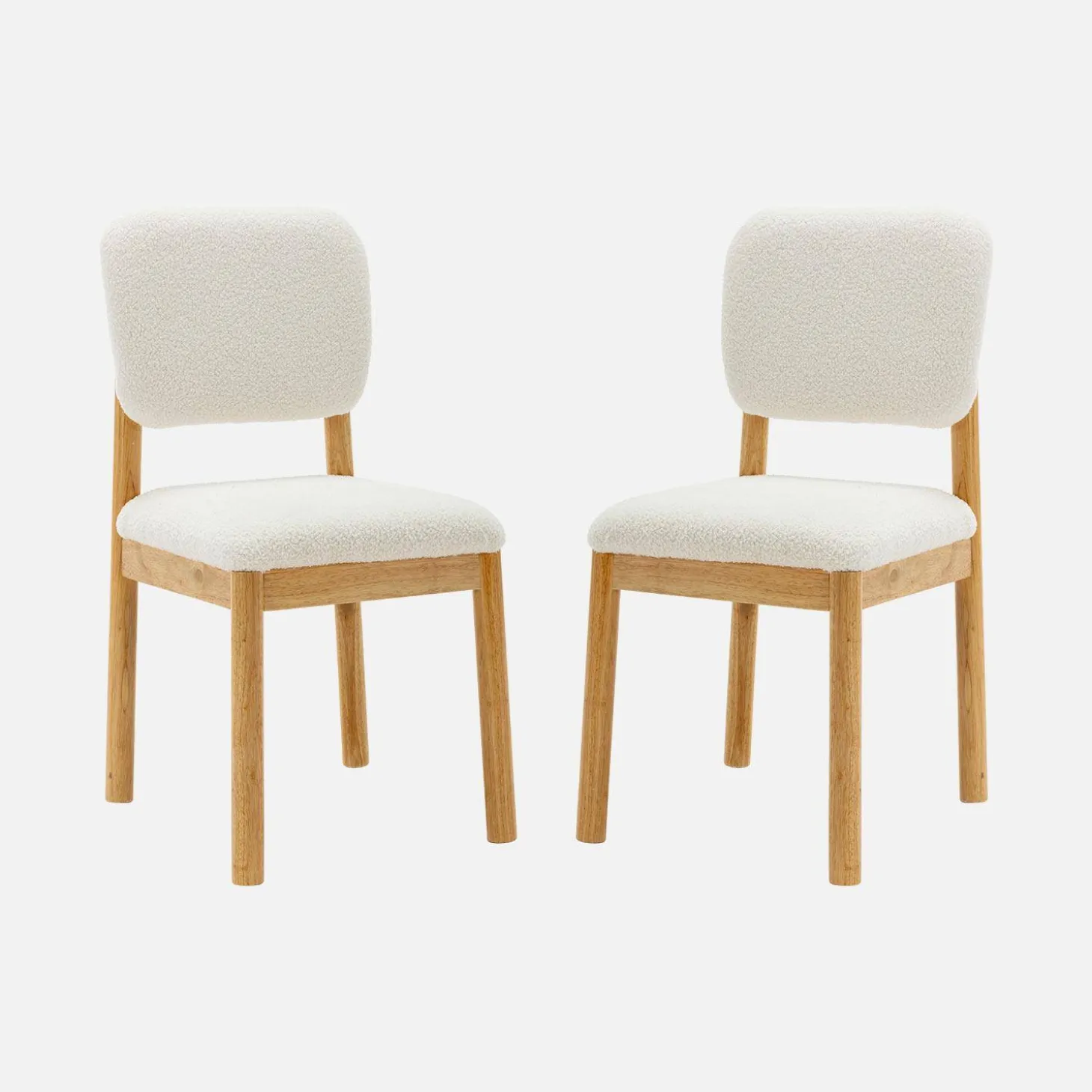 Sillas de madera de hevea y borreguito, set de 2