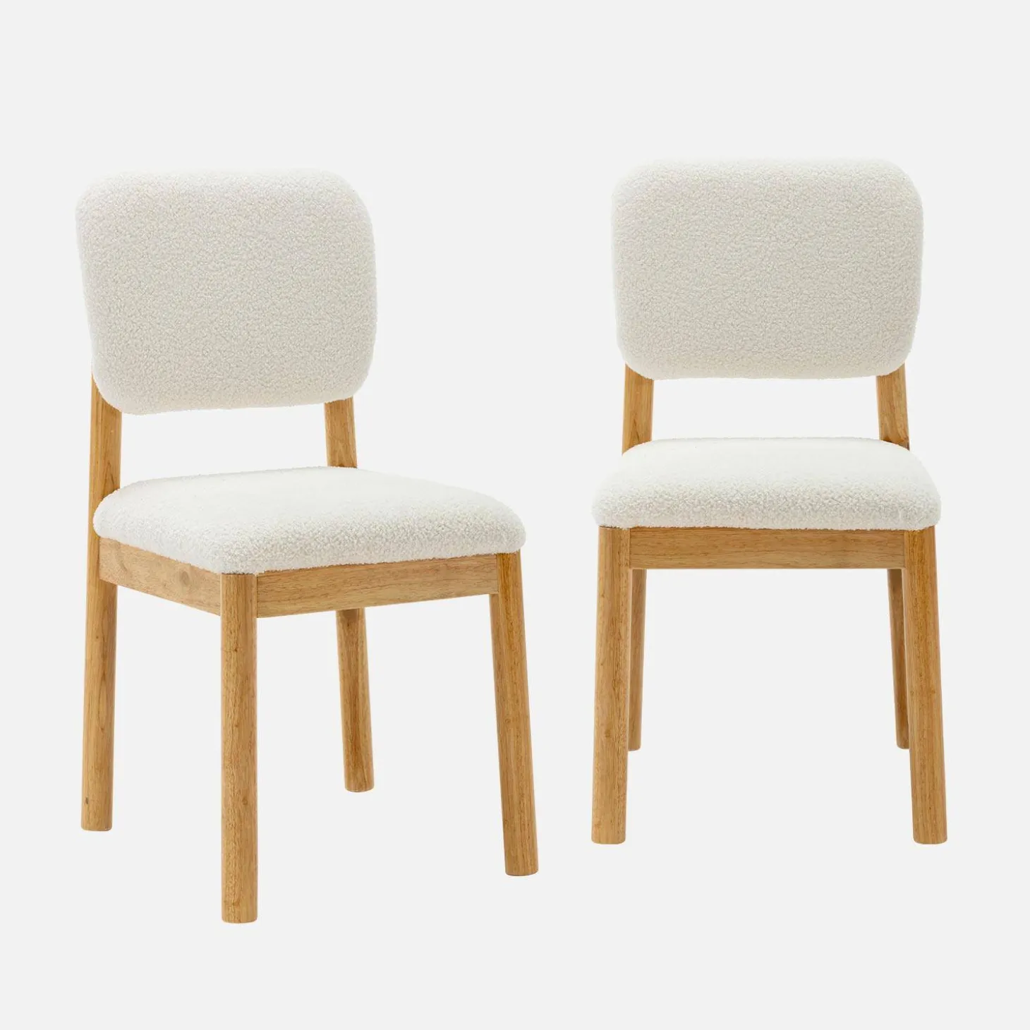 Sillas de madera de hevea y borreguito, set de 2