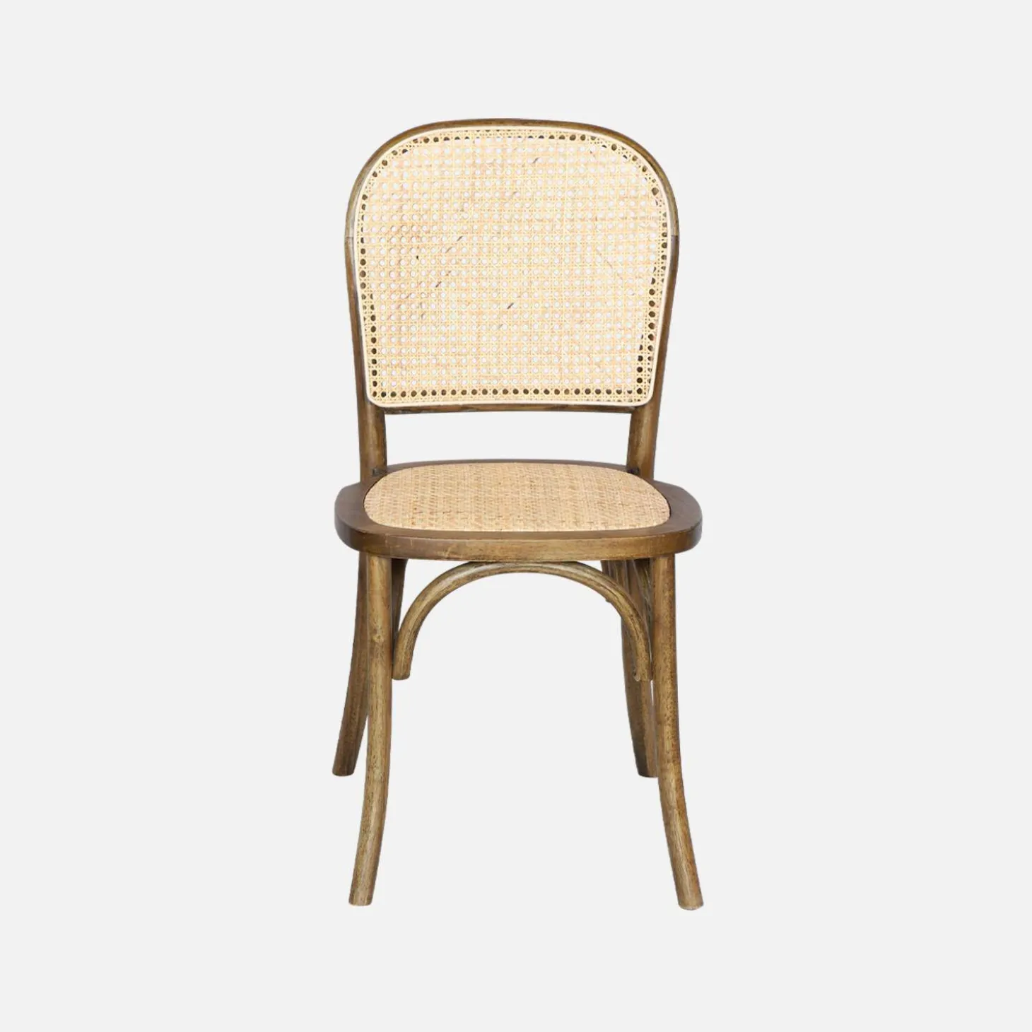 Sillas de madera y ratán vintage, set de 4