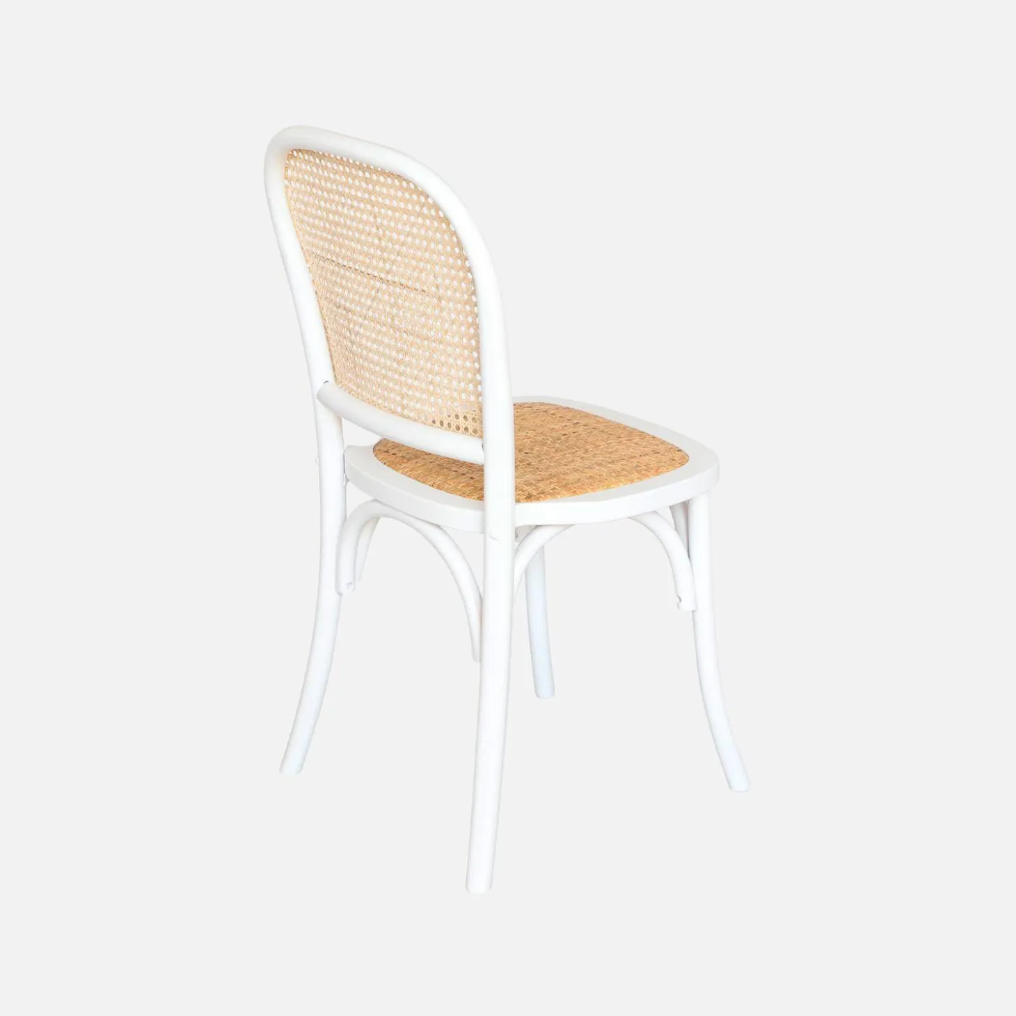 Sillas de madera y ratán vintage, set de 4