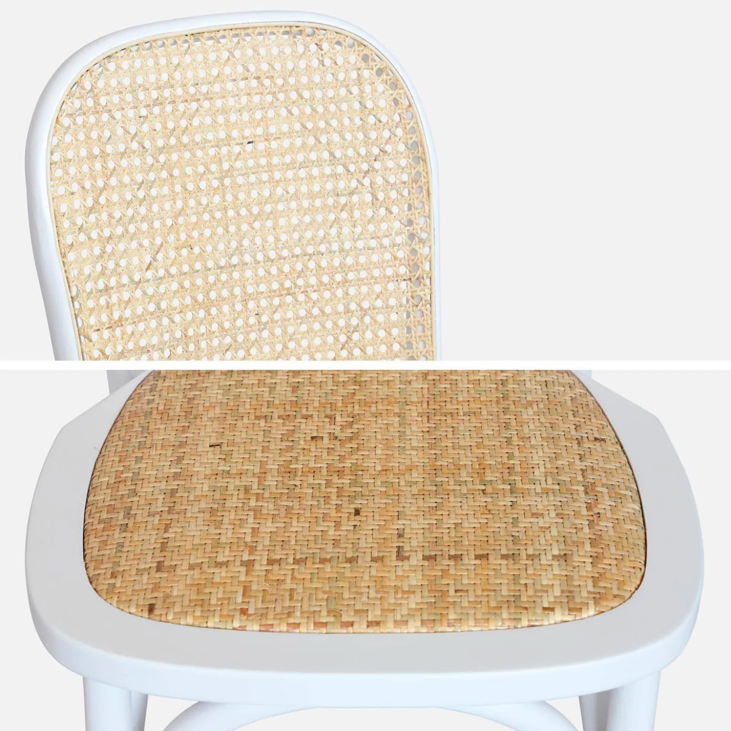 Sillas de madera y ratán vintage, set de 4