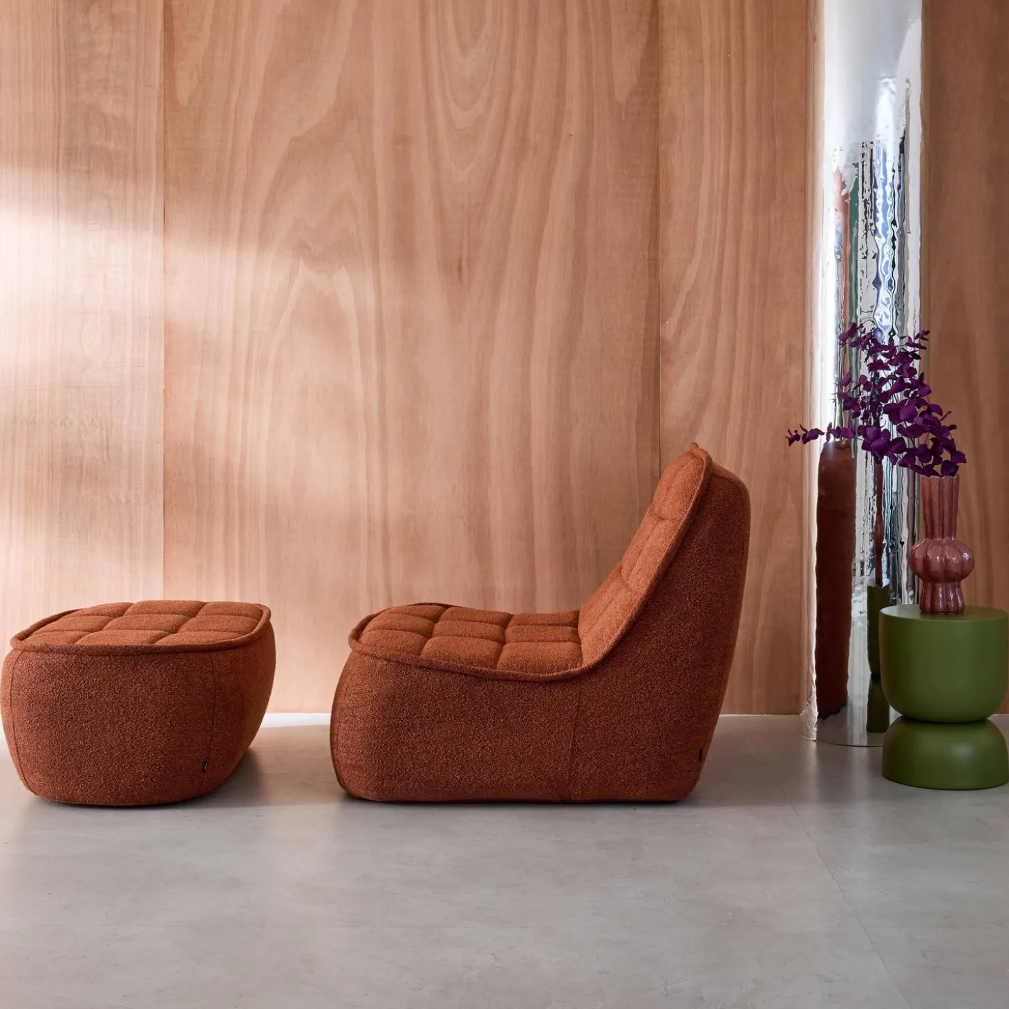 Sillón borreguito con reposapiés
