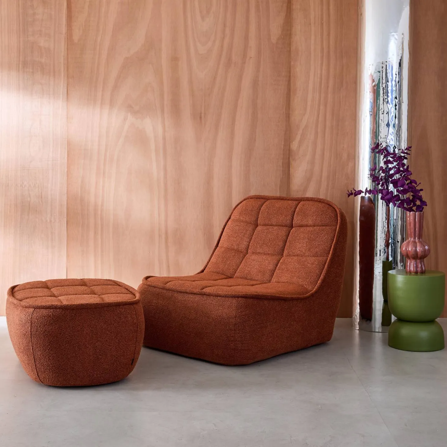 Sillón borreguito con reposapiés