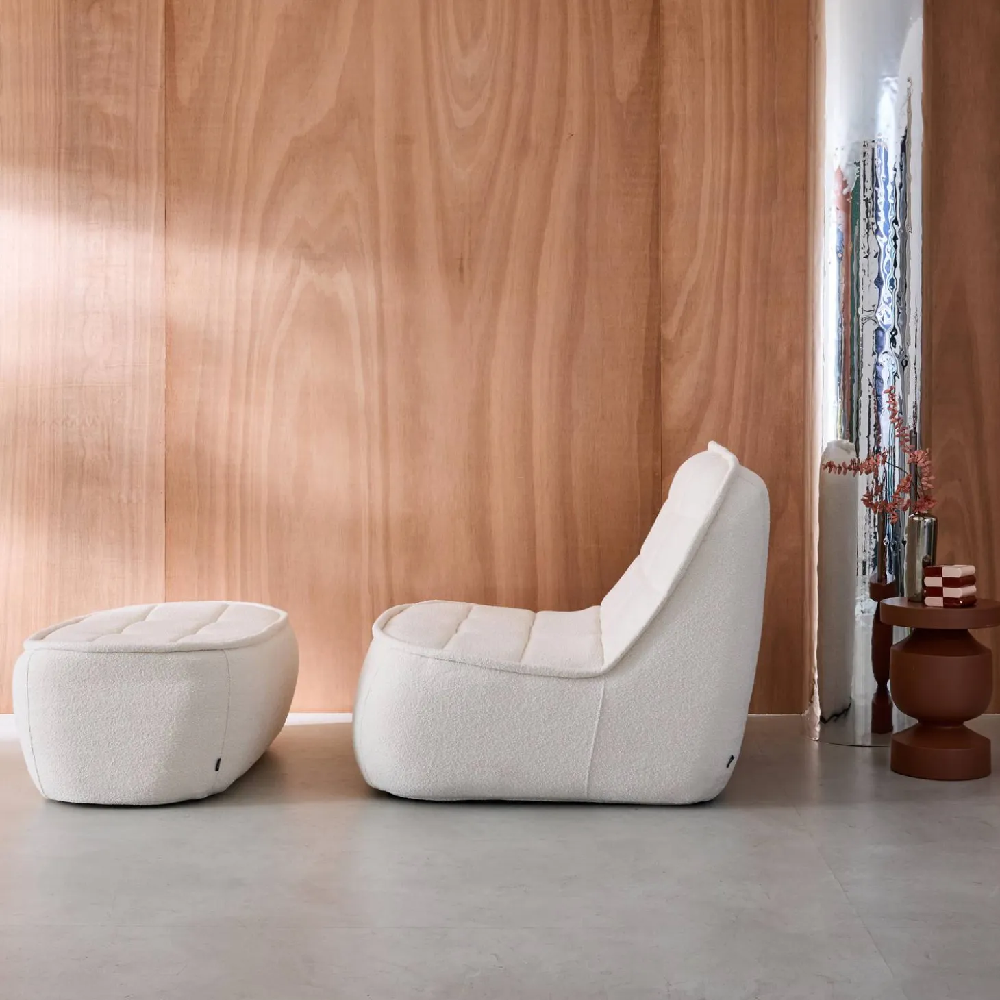 Sillón borreguito con reposapiés