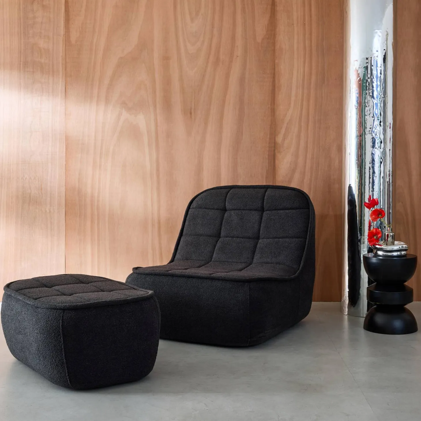 Sillón borreguito con reposapiés