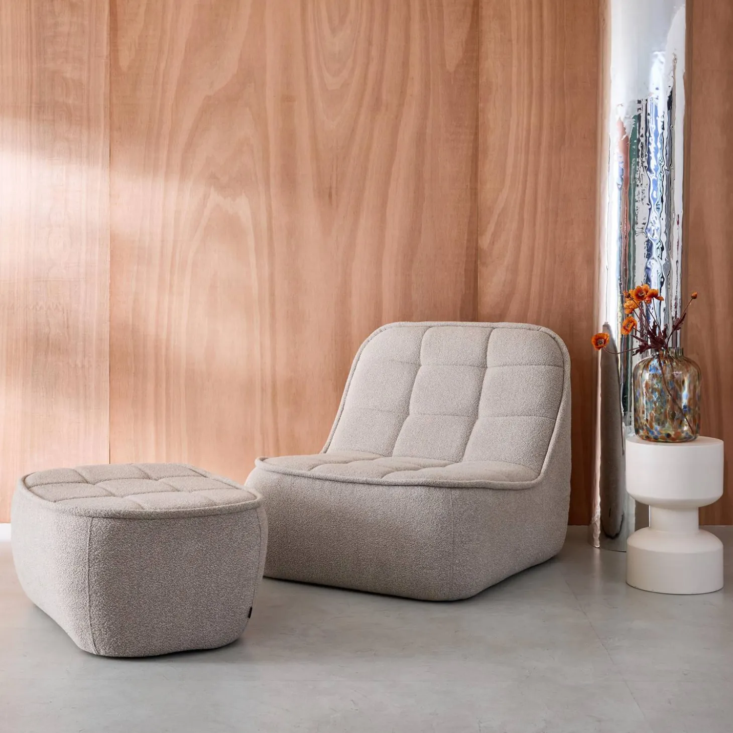 Sillón borreguito con reposapiés