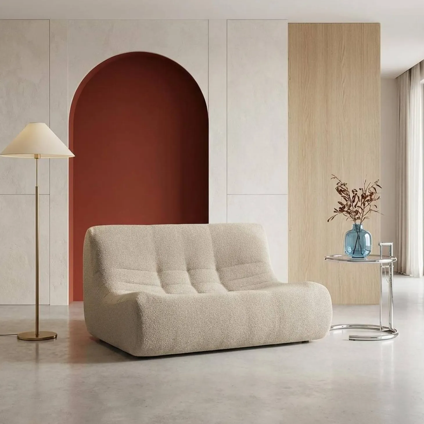 Sillón borreguito texturizada, 2 plazas