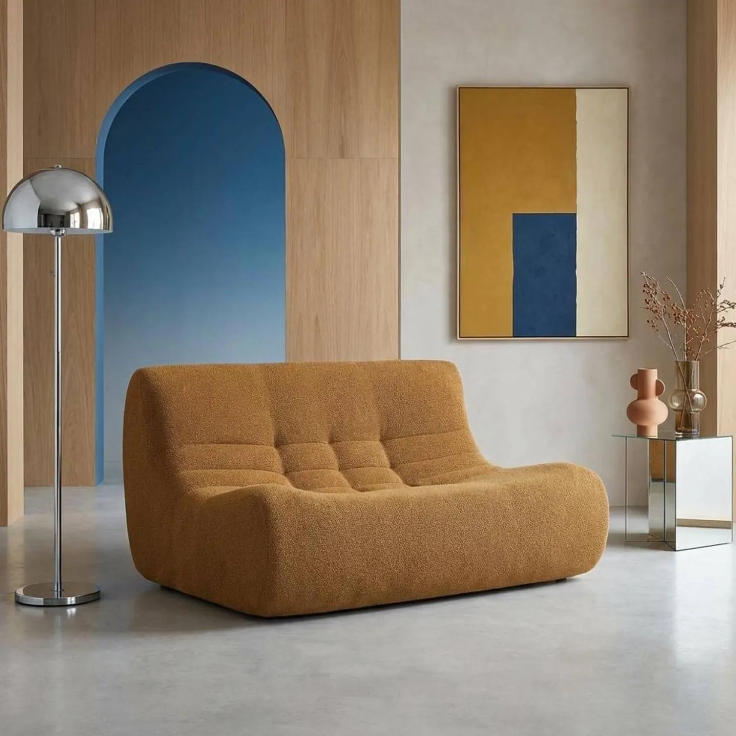 Sillón borreguito texturizada, 2 plazas