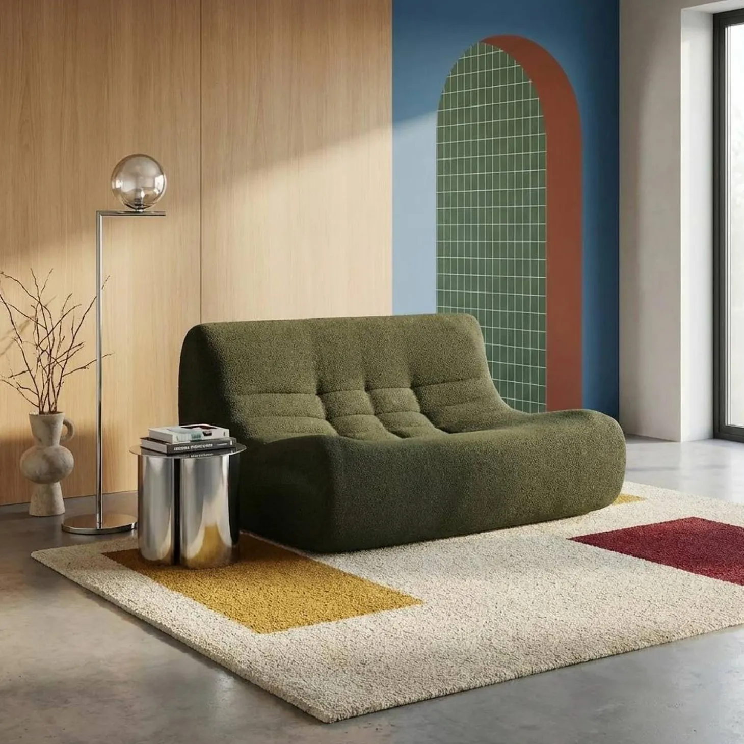 Sillón borreguito texturizada, 2 plazas