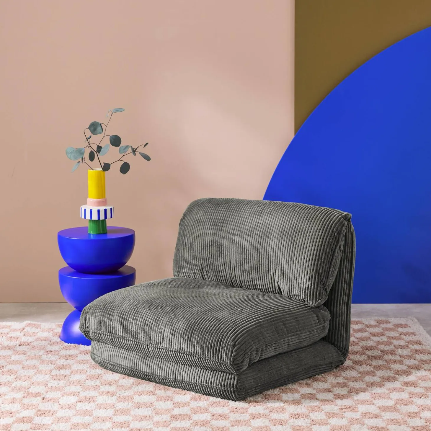 Sillón convertible de pana gruesa