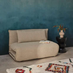 Sillón convertible de tejido borreguito texturizada, 2 plazas