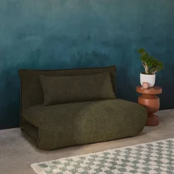 Sillón convertible de tejido borreguito texturizada, 2 plazas