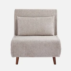 Sillón convertible de tela chenilla con patas de madera