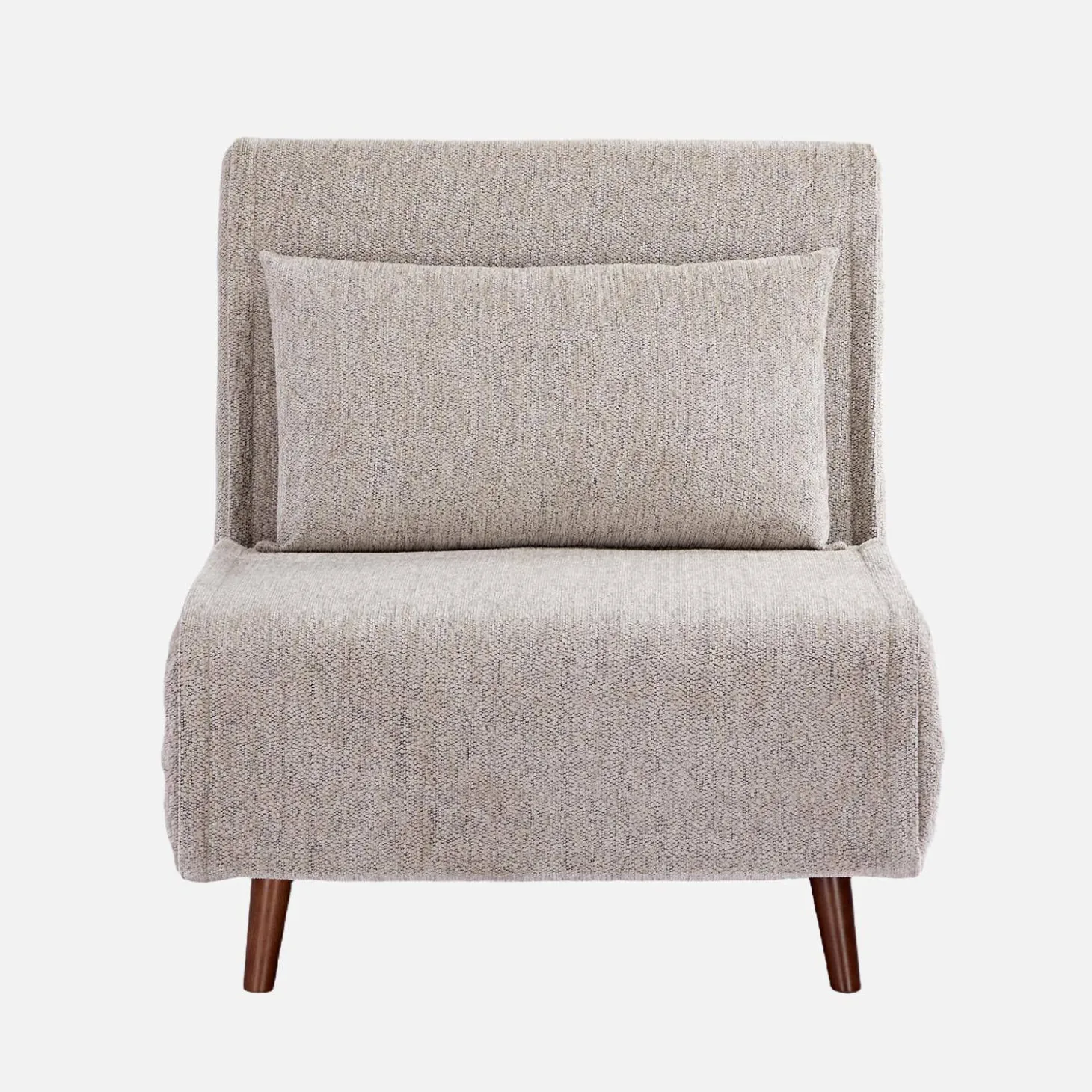Sillón convertible de tela chenilla con patas de madera