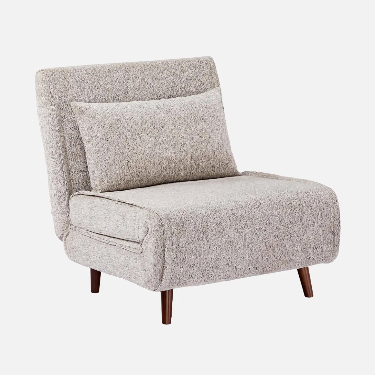 Sillón convertible de tela chenilla con patas de madera