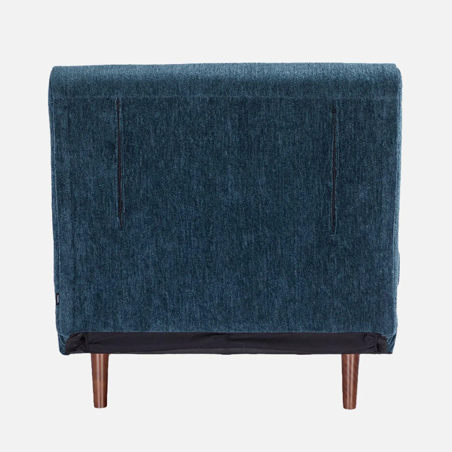 Sillón convertible de tela chenilla con patas de madera
