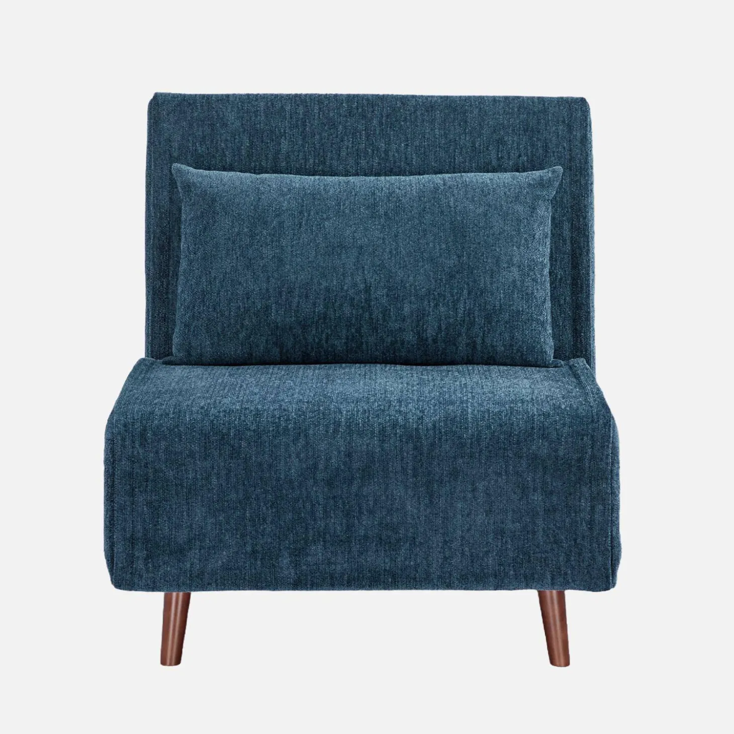 Sillón convertible de tela chenilla con patas de madera