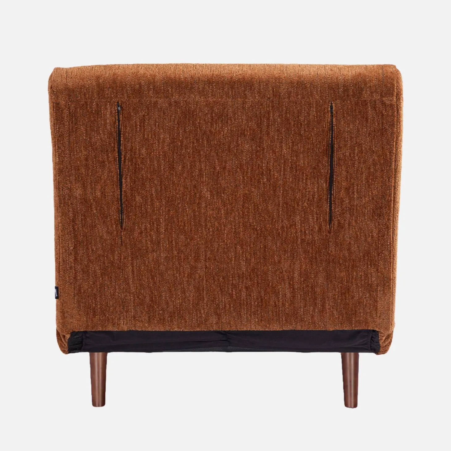 Sillón convertible de tela chenilla con patas de madera