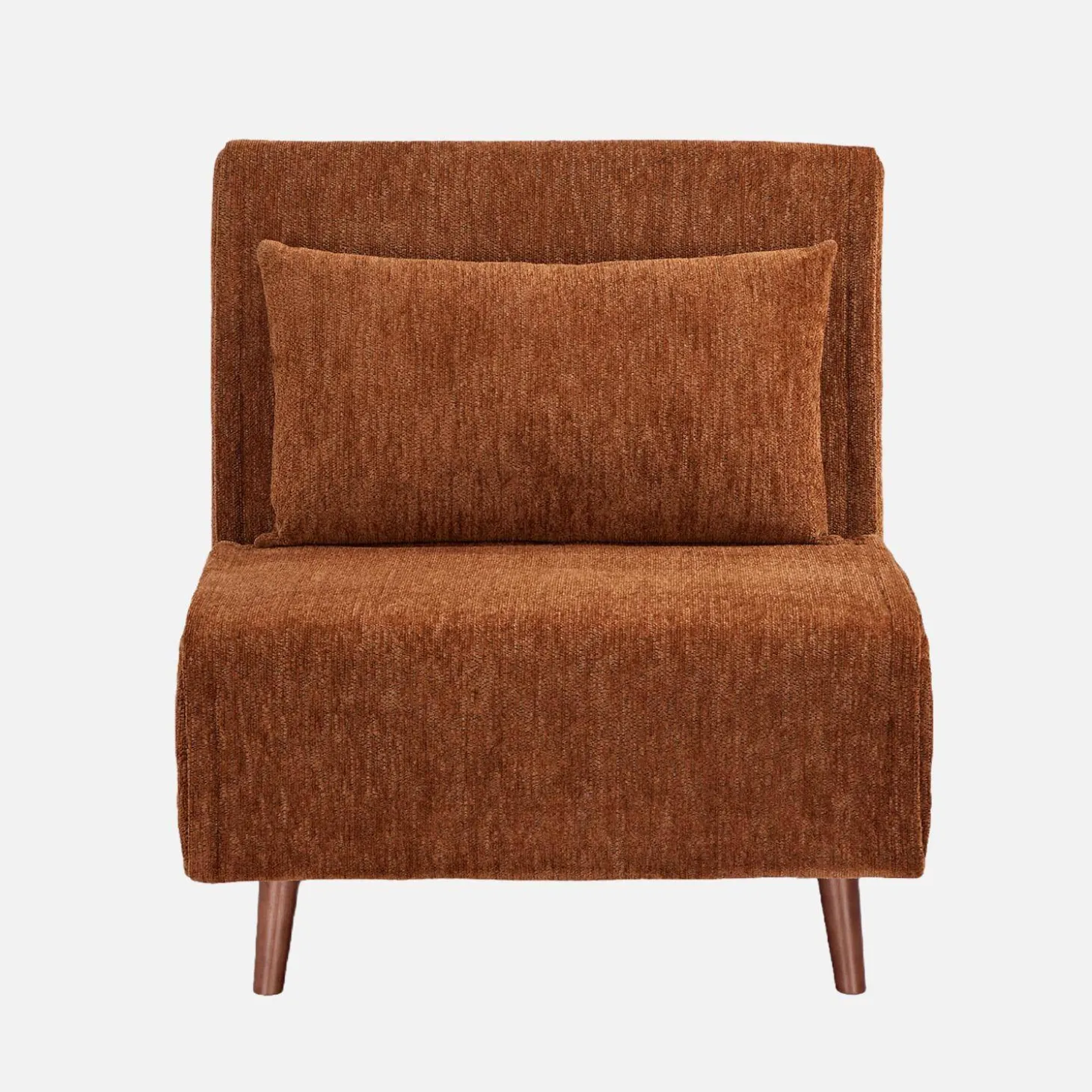 Sillón convertible de tela chenilla con patas de madera