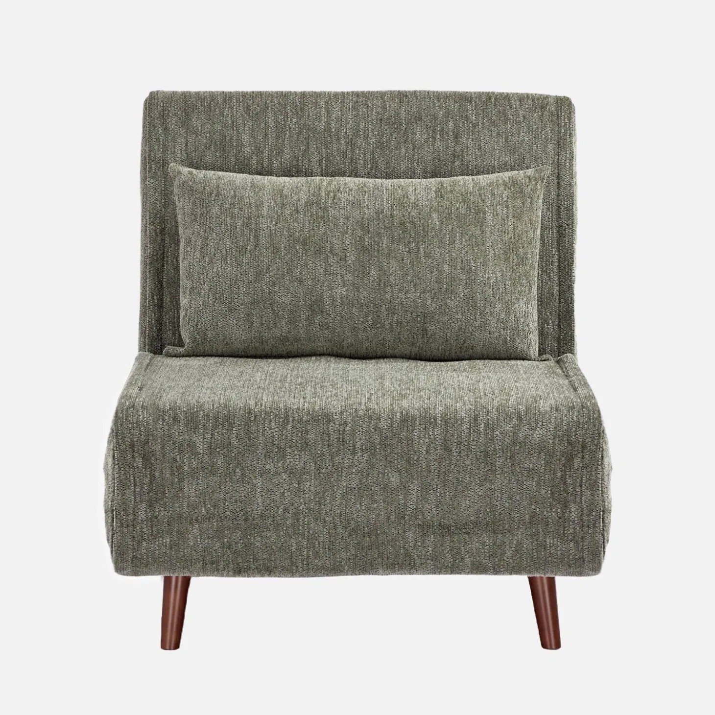 Sillón convertible de tela chenilla con patas de madera